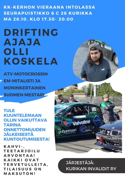 Kuukauden kerhon vieraana drifting ajaja Olli Koskela