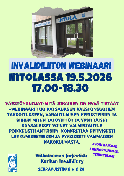 Webinaari Intolassa 19.5. klo 17.-18.30. Webinaari Intolassa 19.5. klo 17.-18.30.